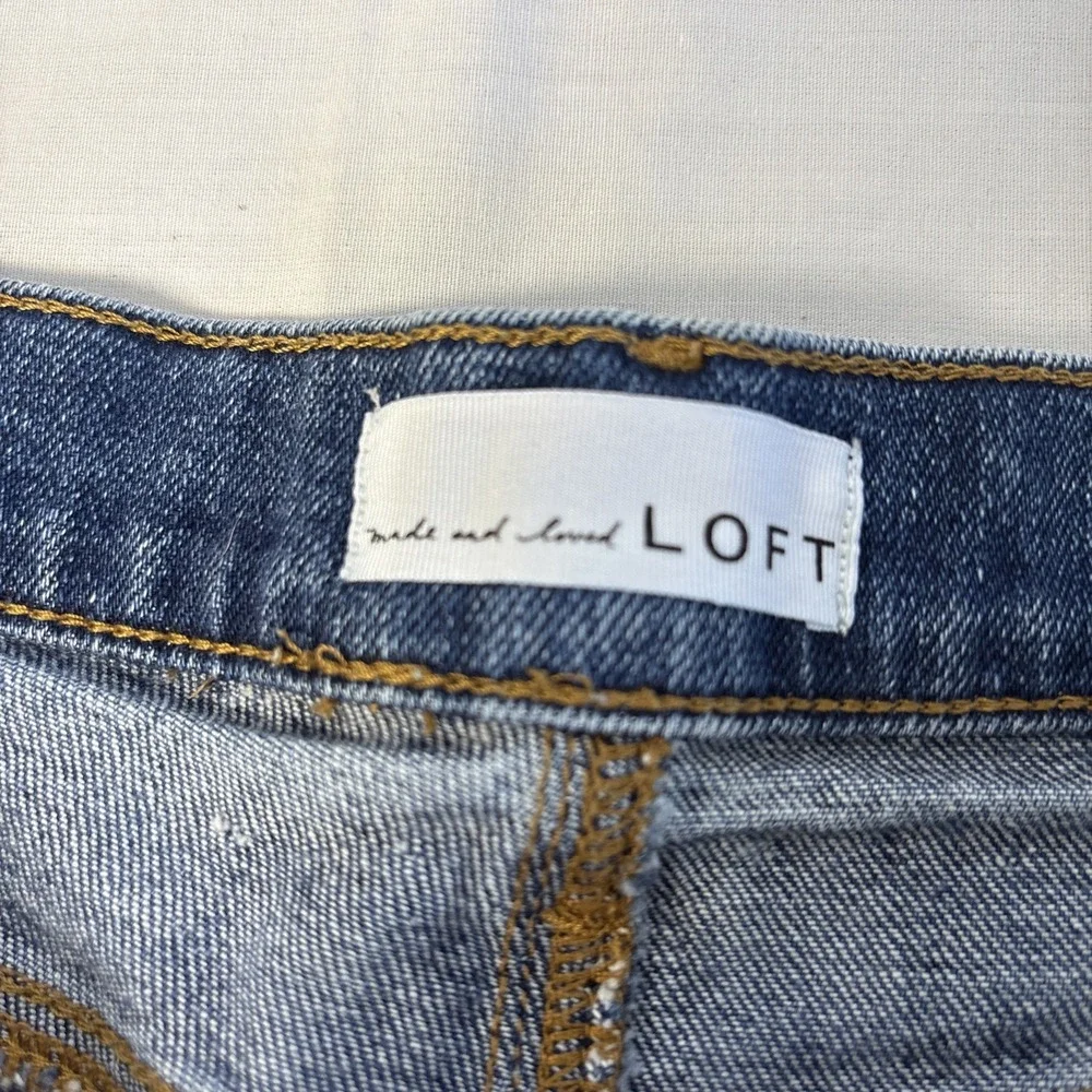 LOFT Frayed Denim Shorts Womens 8/29 Blue Mid Rise Cut-Off 5-Pocket